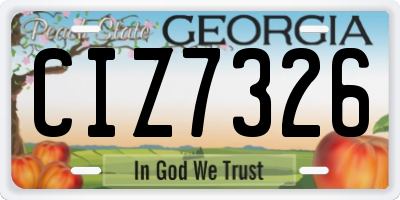 GA license plate CIZ7326