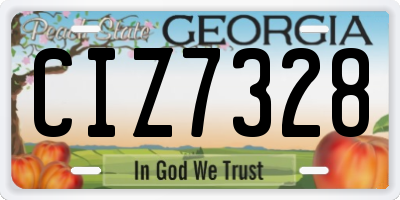GA license plate CIZ7328
