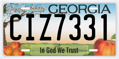 GA license plate CIZ7331