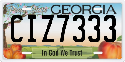 GA license plate CIZ7333