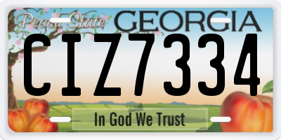 GA license plate CIZ7334