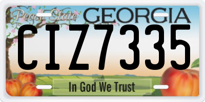 GA license plate CIZ7335