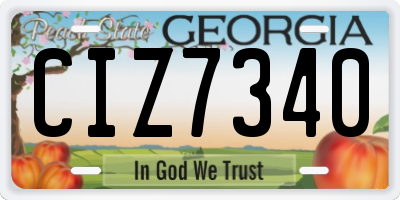 GA license plate CIZ7340