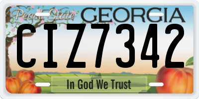 GA license plate CIZ7342