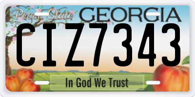 GA license plate CIZ7343