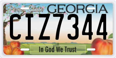 GA license plate CIZ7344