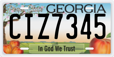 GA license plate CIZ7345