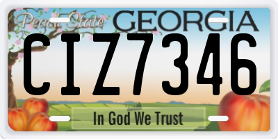 GA license plate CIZ7346