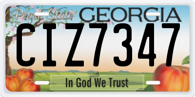 GA license plate CIZ7347