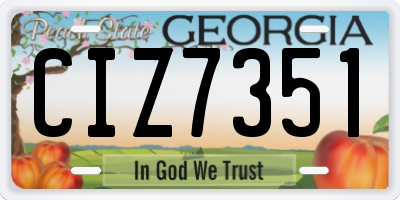 GA license plate CIZ7351