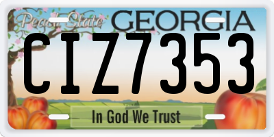 GA license plate CIZ7353