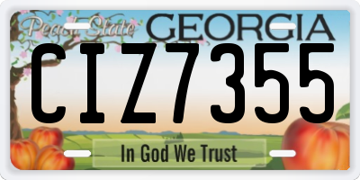GA license plate CIZ7355