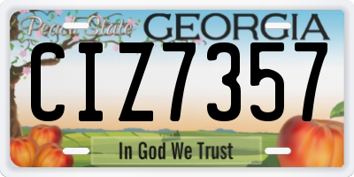 GA license plate CIZ7357