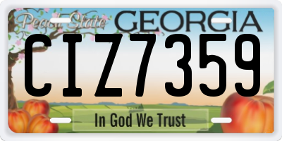 GA license plate CIZ7359