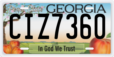 GA license plate CIZ7360