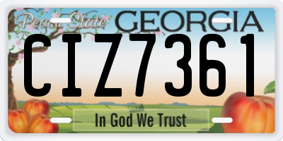 GA license plate CIZ7361