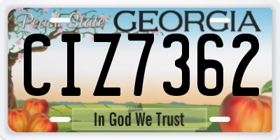GA license plate CIZ7362