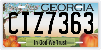 GA license plate CIZ7363