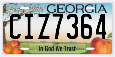 GA license plate CIZ7364