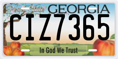 GA license plate CIZ7365