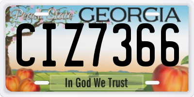 GA license plate CIZ7366