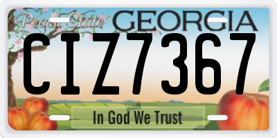 GA license plate CIZ7367