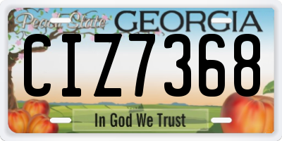 GA license plate CIZ7368