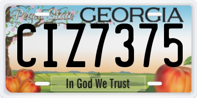 GA license plate CIZ7375