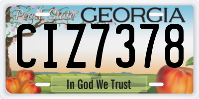GA license plate CIZ7378