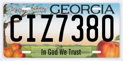 GA license plate CIZ7380