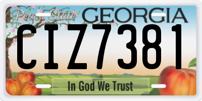 GA license plate CIZ7381