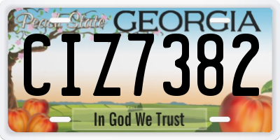 GA license plate CIZ7382