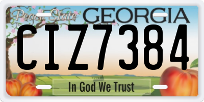 GA license plate CIZ7384