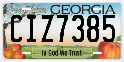 GA license plate CIZ7385