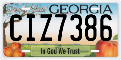 GA license plate CIZ7386