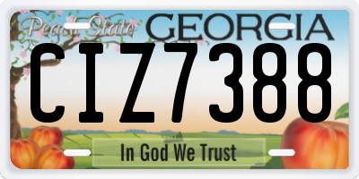 GA license plate CIZ7388