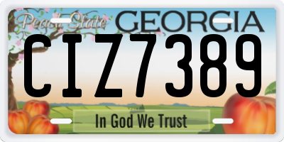 GA license plate CIZ7389