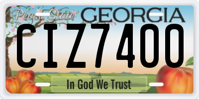 GA license plate CIZ7400