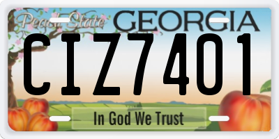 GA license plate CIZ7401