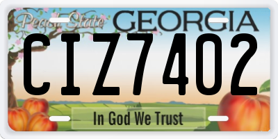 GA license plate CIZ7402