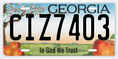 GA license plate CIZ7403