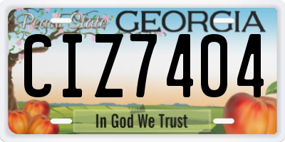 GA license plate CIZ7404