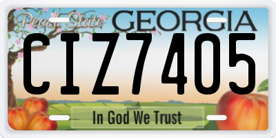 GA license plate CIZ7405