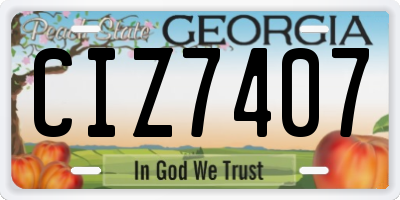 GA license plate CIZ7407