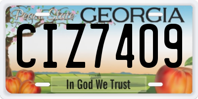 GA license plate CIZ7409