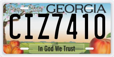 GA license plate CIZ7410