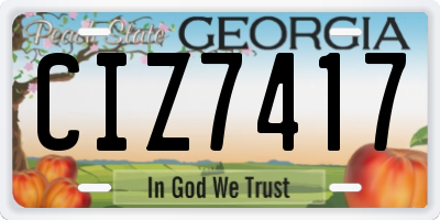 GA license plate CIZ7417