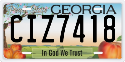 GA license plate CIZ7418