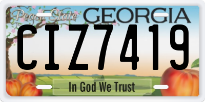 GA license plate CIZ7419