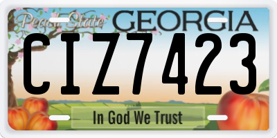 GA license plate CIZ7423